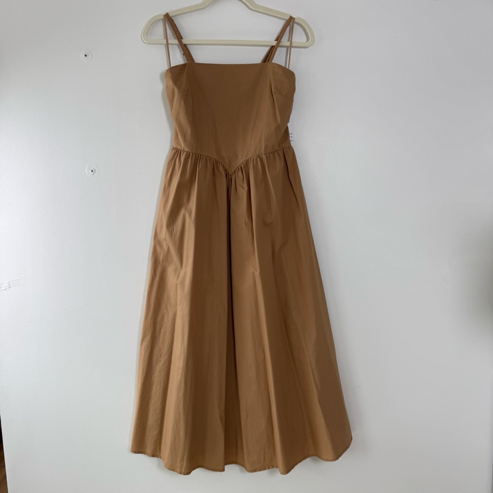 Cotton Tan Maxi Minimalistic Boho Dress | Size Small | NWT | mid century modern